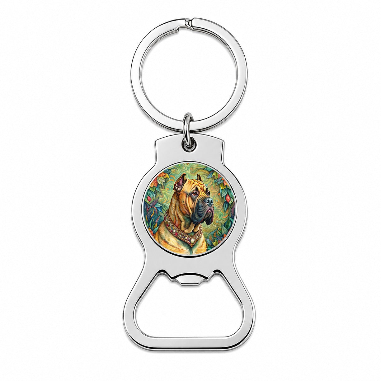 Bullmastiff Dog French Bohemian Art Bottle Opener Keychain