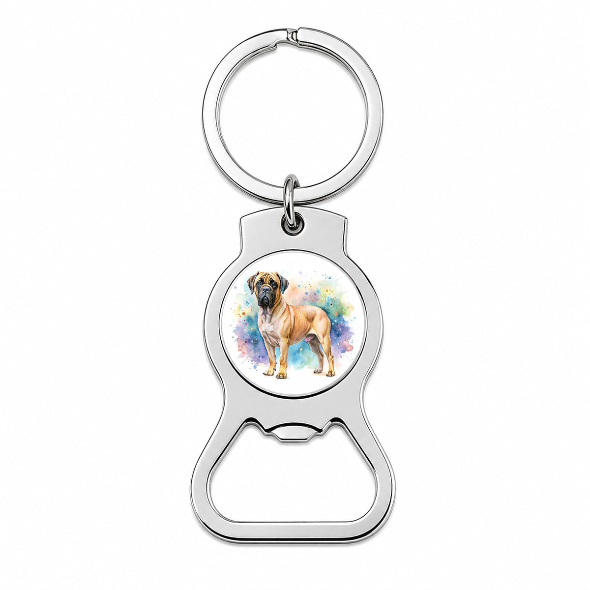 Bullmastiff Dog Watercolor Style Bottle Opener Keychain