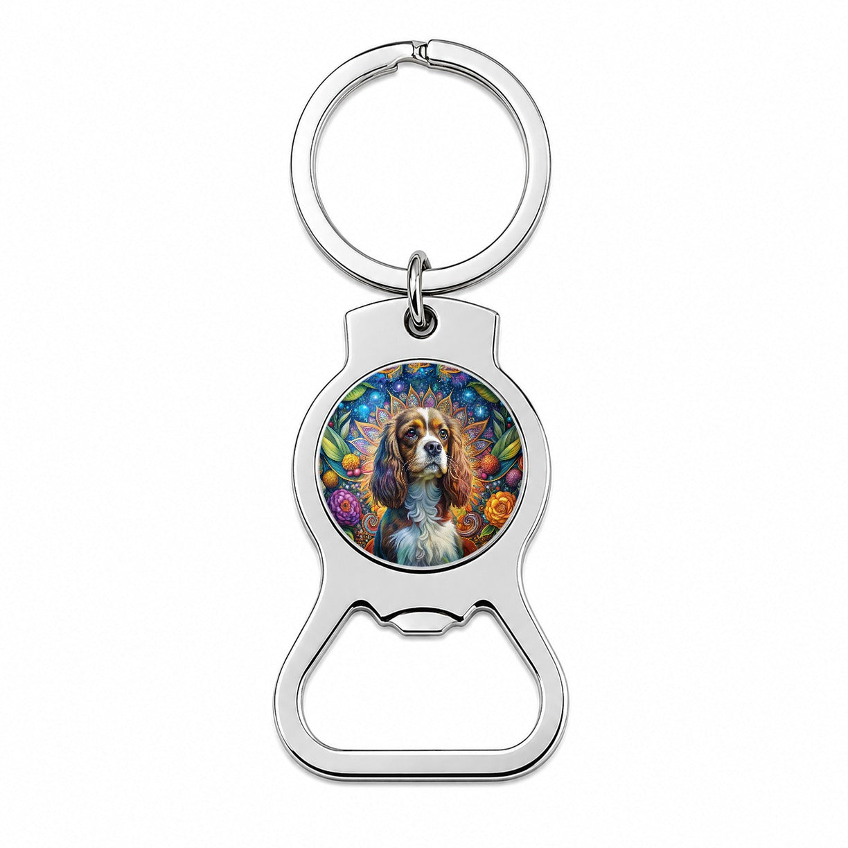 Cavalier King Charles Spaniel Dog Bohemian Art Bottle Opener Keychain