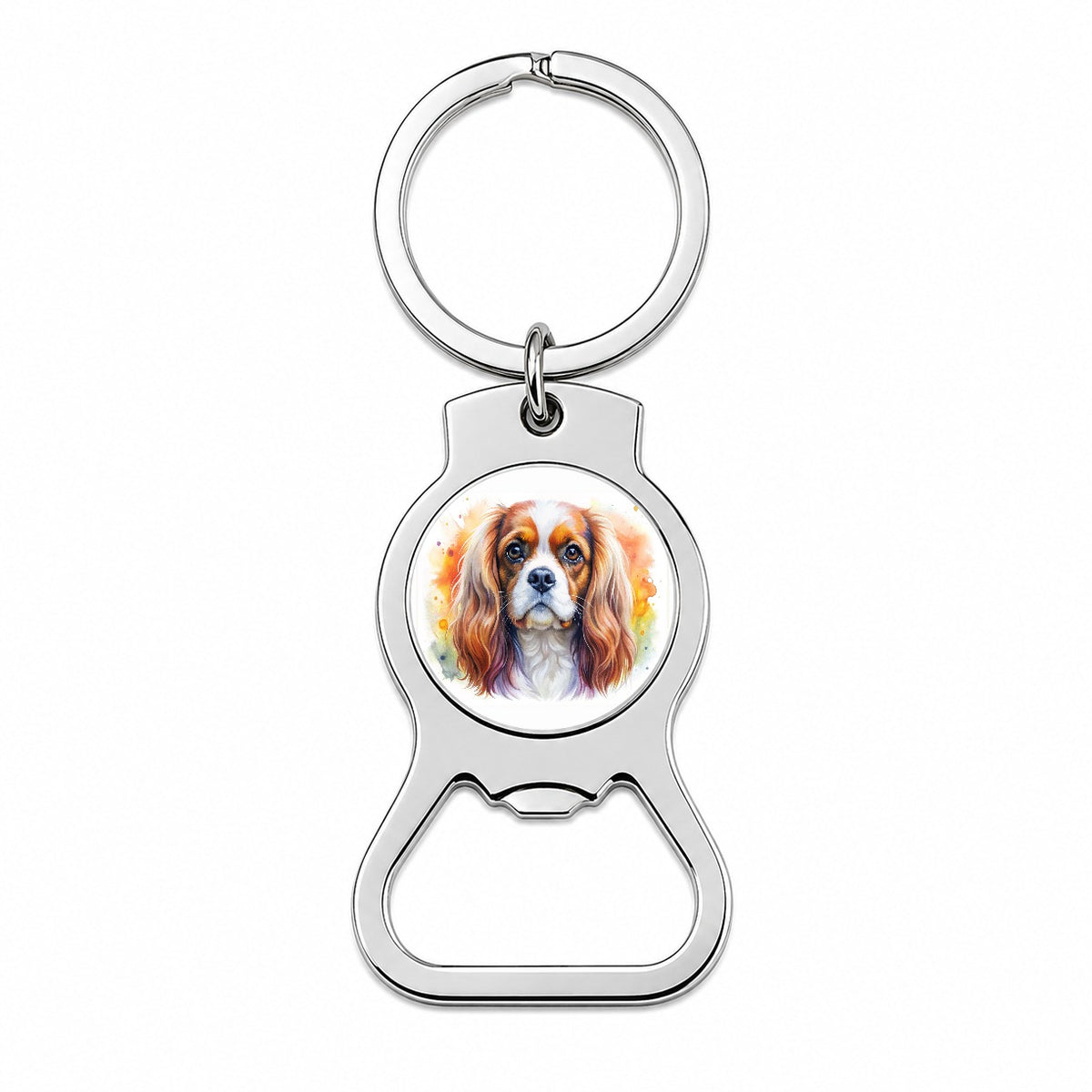 Cavalier King Charles Spaniel Dog Watercolor Style Bottle Opener Keychain