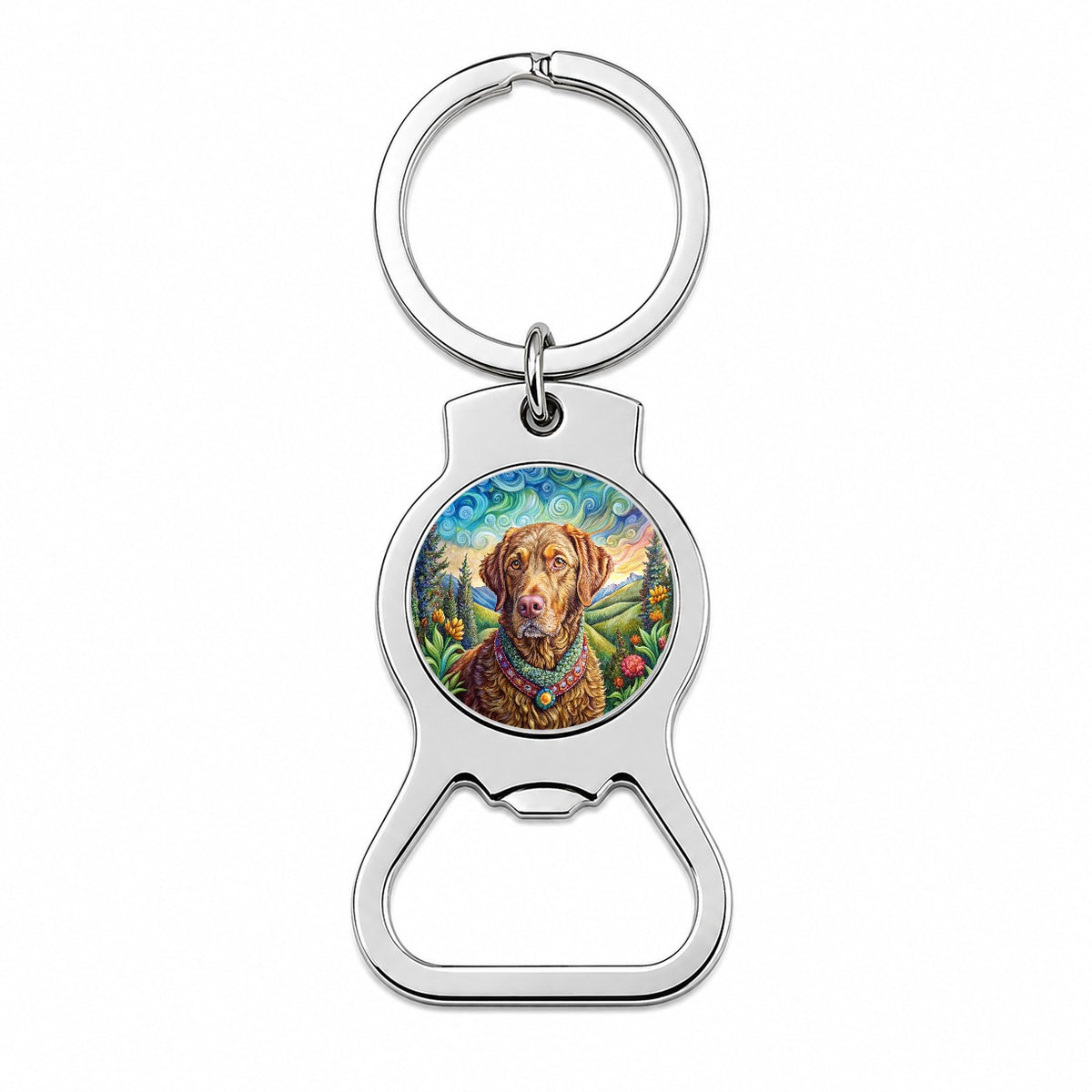 Chesapeake Bay Retriever Dog French Bohemian Art Bottle Opener Keychain