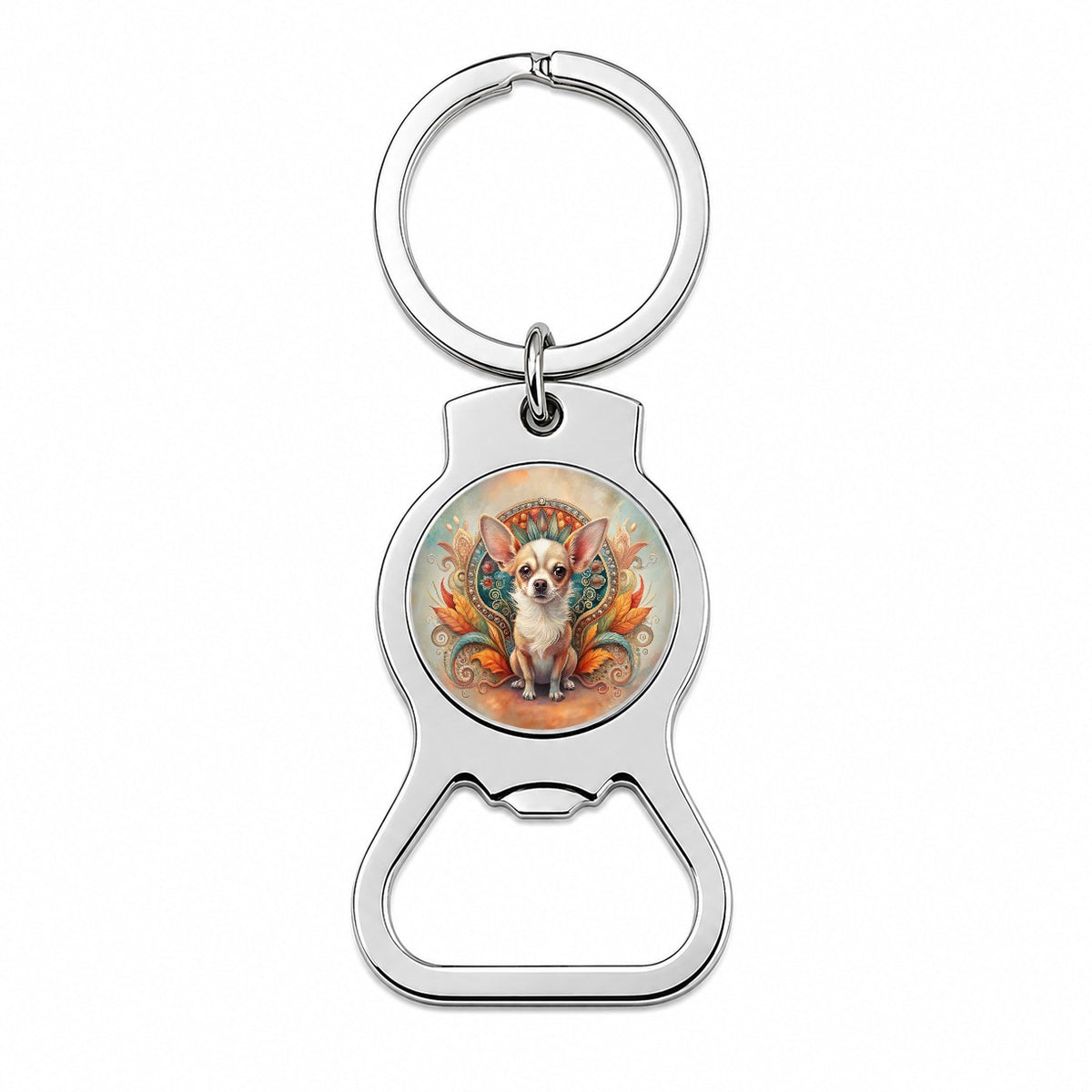 Chihuahua Dog Art Nouveau Bottle Opener Keychain
