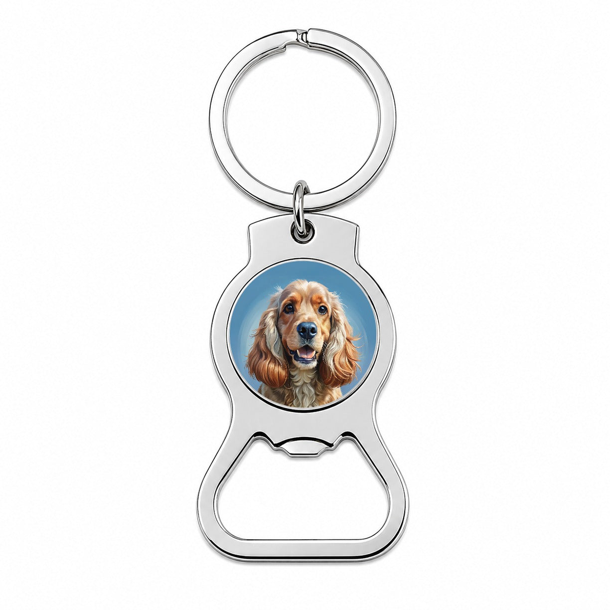 Cocker Spaniel Dog Illustration Bottle Opener Keychain