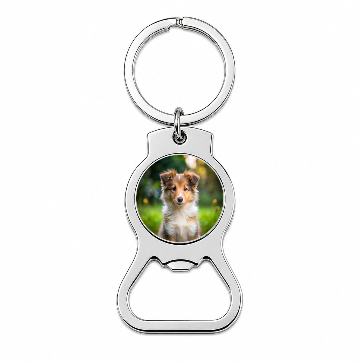 Collie Dog Puppy Photo Bottle Opener Keychain