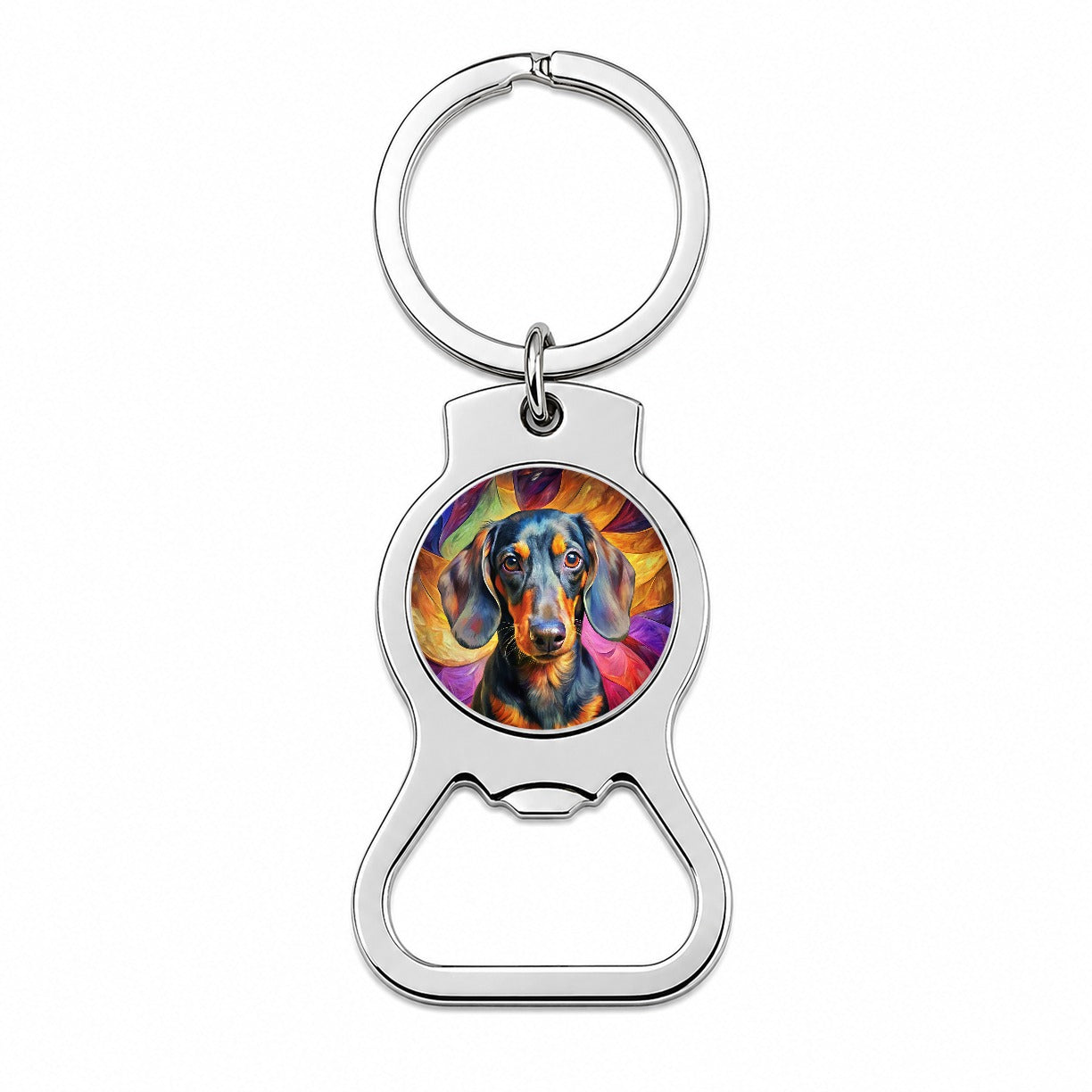 Dachshund Dog Expressionism Art Bottle Opener Keychain