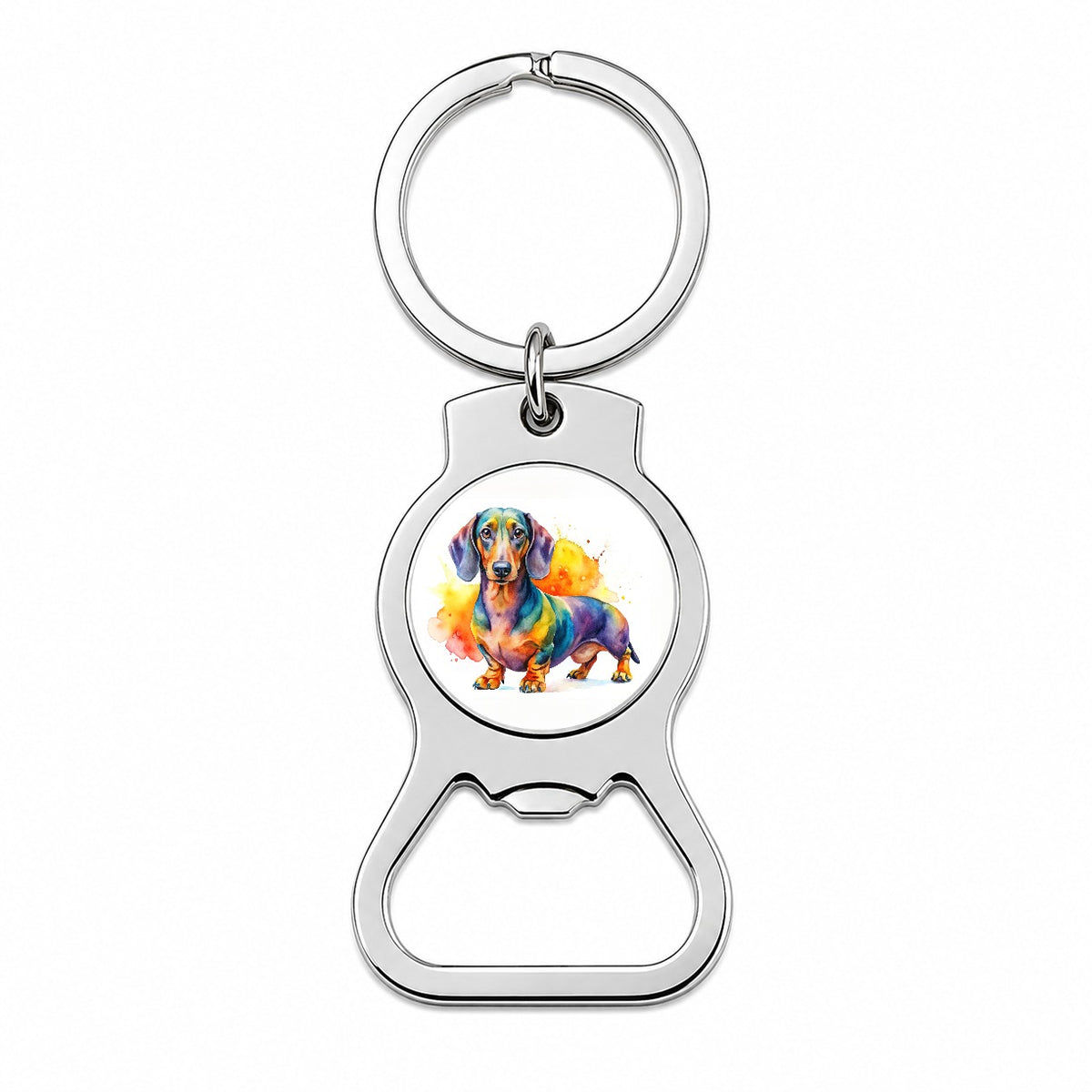 Dachshund Dog Watercolor Style Bottle Opener Keychain