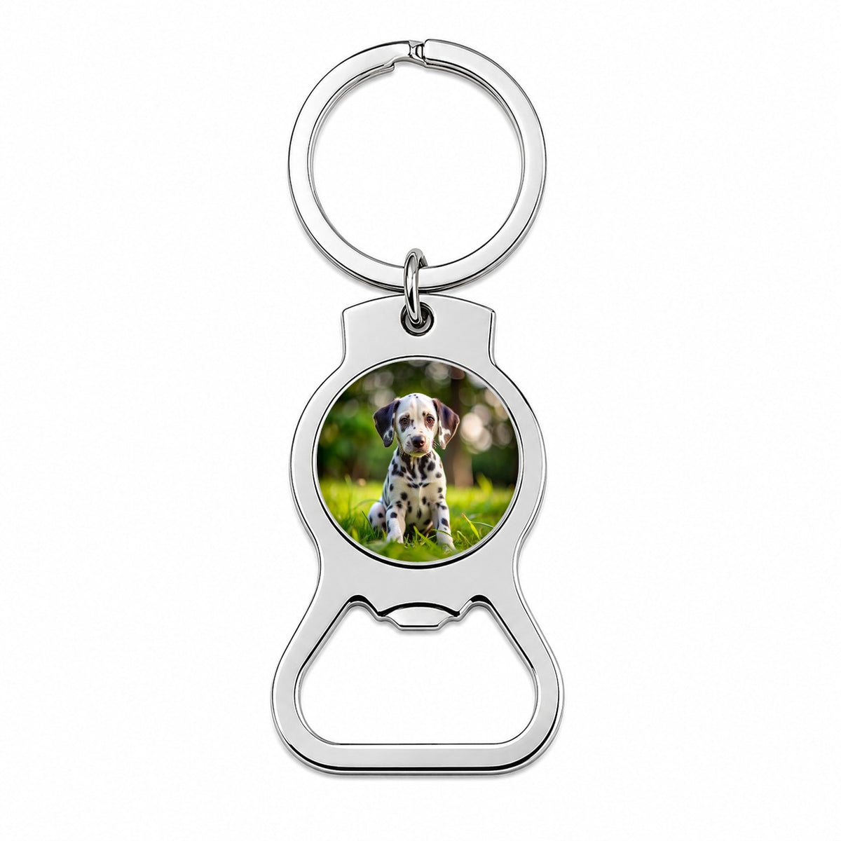 Dalmatian Dog Puppy Photo Bottle Opener Keychain