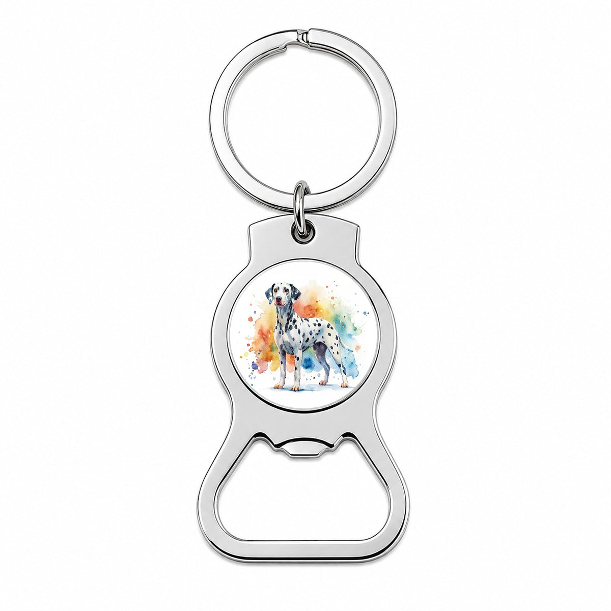 Dalmatian Dog Watercolor Style Bottle Opener Keychain