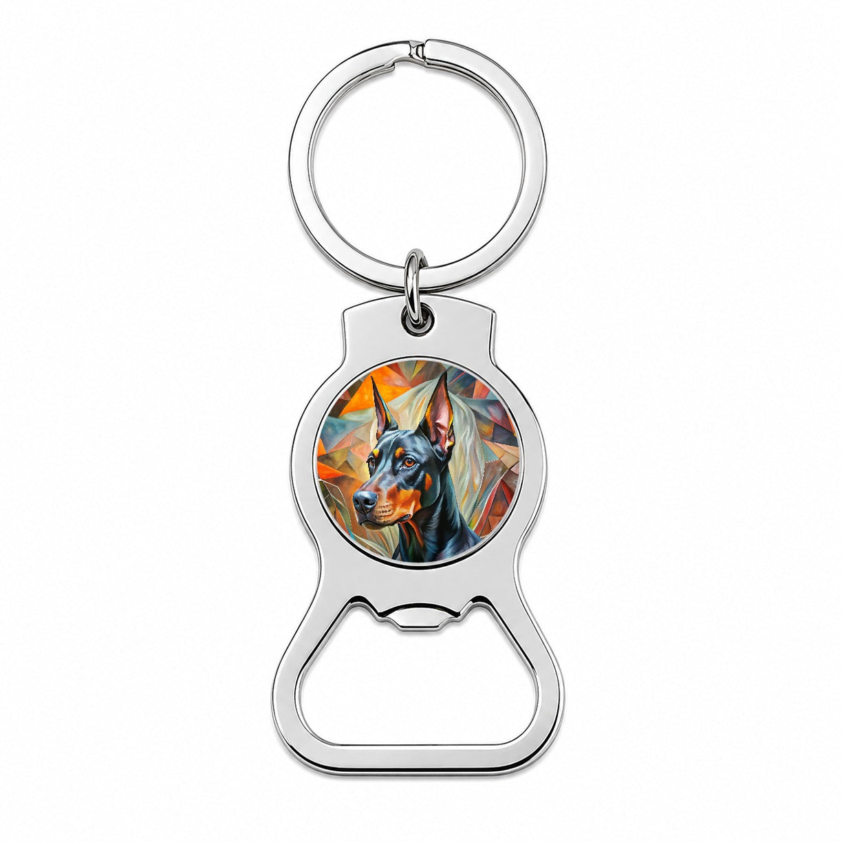 Doberman Pinscher Dog Abstract Art Bottle Opener Keychain
