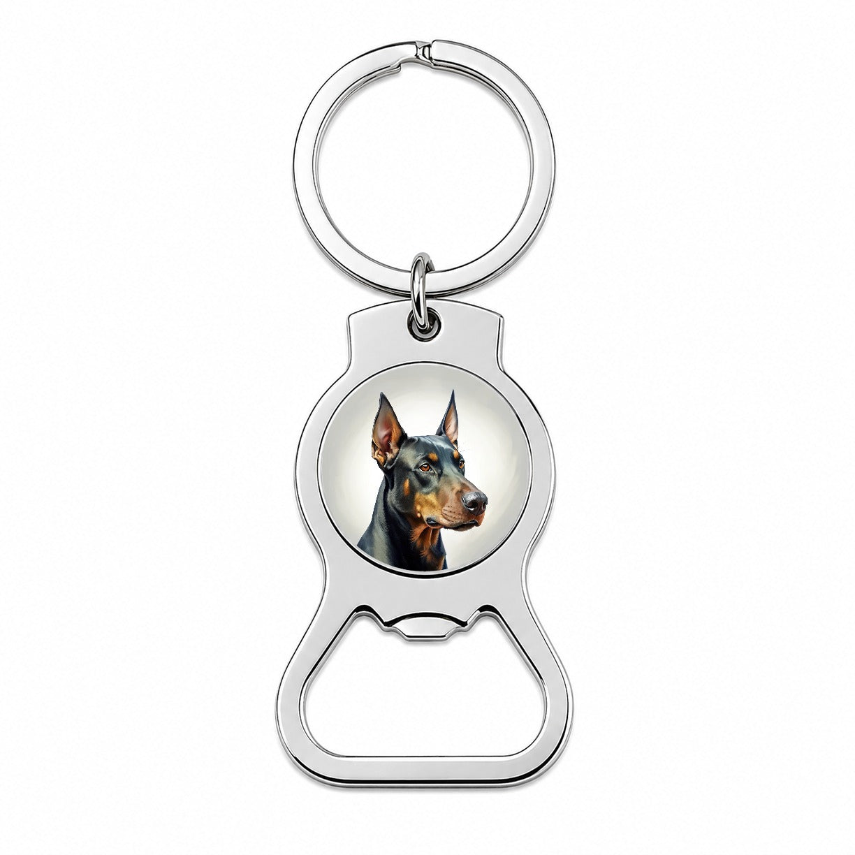 Doberman Pinscher Dog Illustration Bottle Opener Keychain