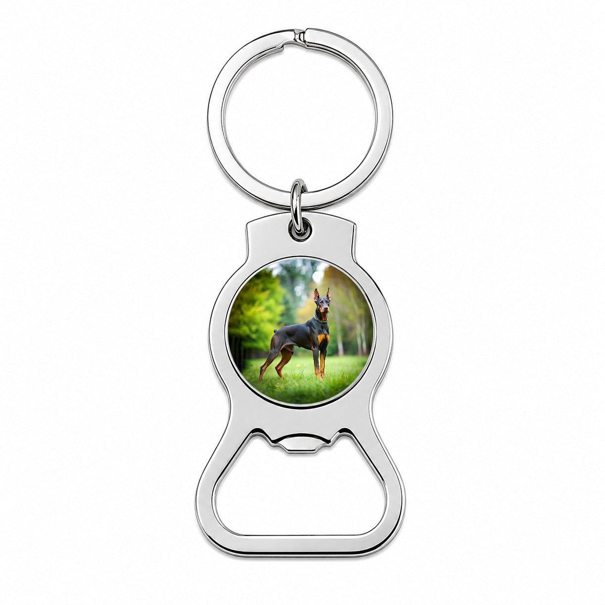 Doberman Pinscher Dog Photo Bottle Opener Keychain