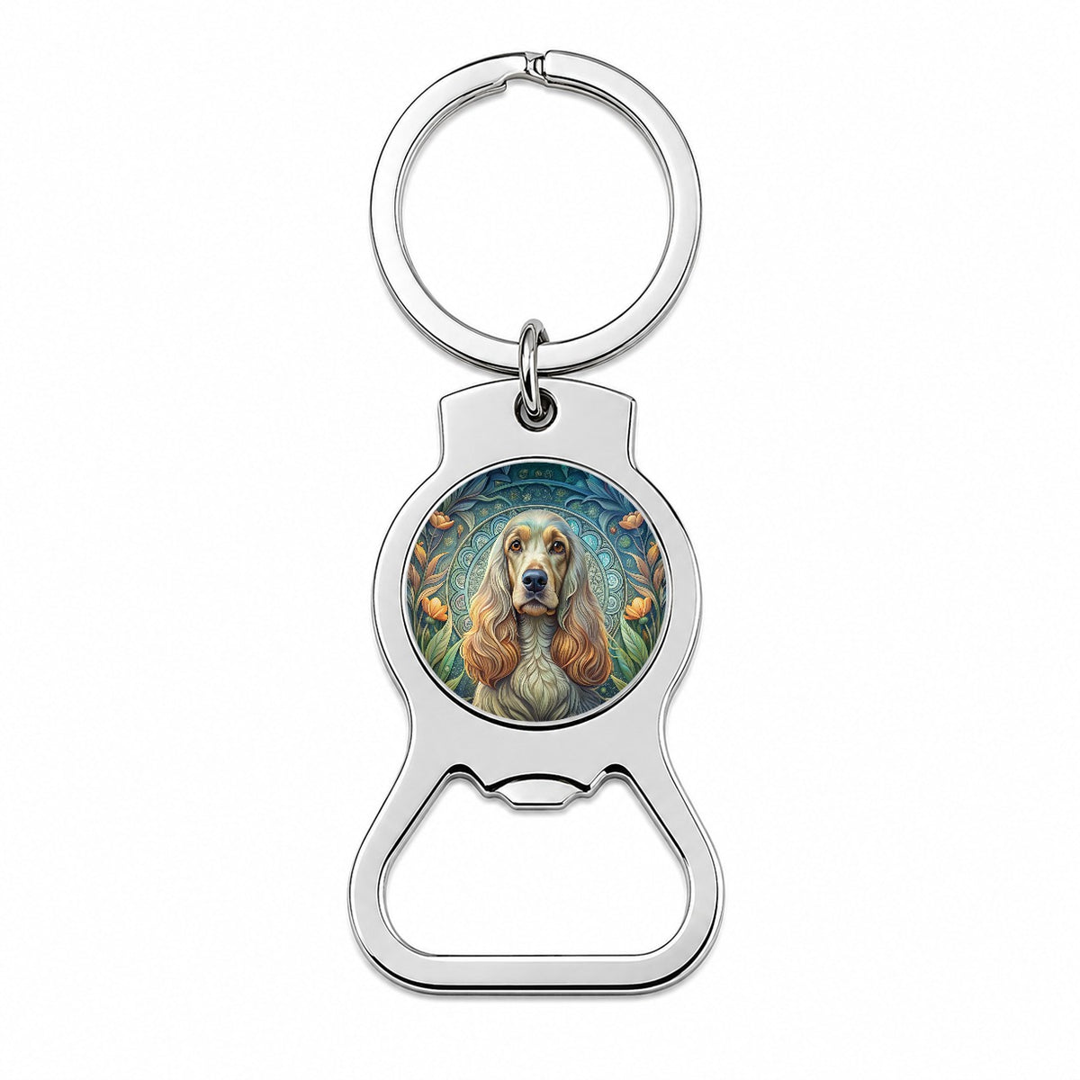 English Cocker Spaniel Dog Art Nouveau Bottle Opener Keychain