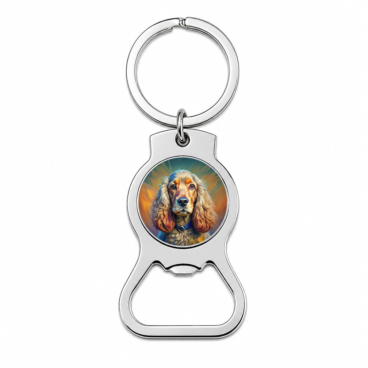 English Cocker Spaniel Dog Expressionism Art Bottle Opener Keychain