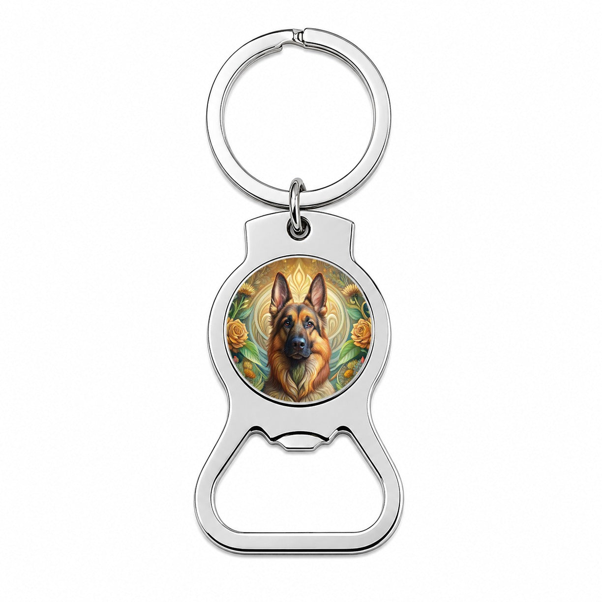 German Shepherd Dog Art Nouveau Bottle Opener Keychain