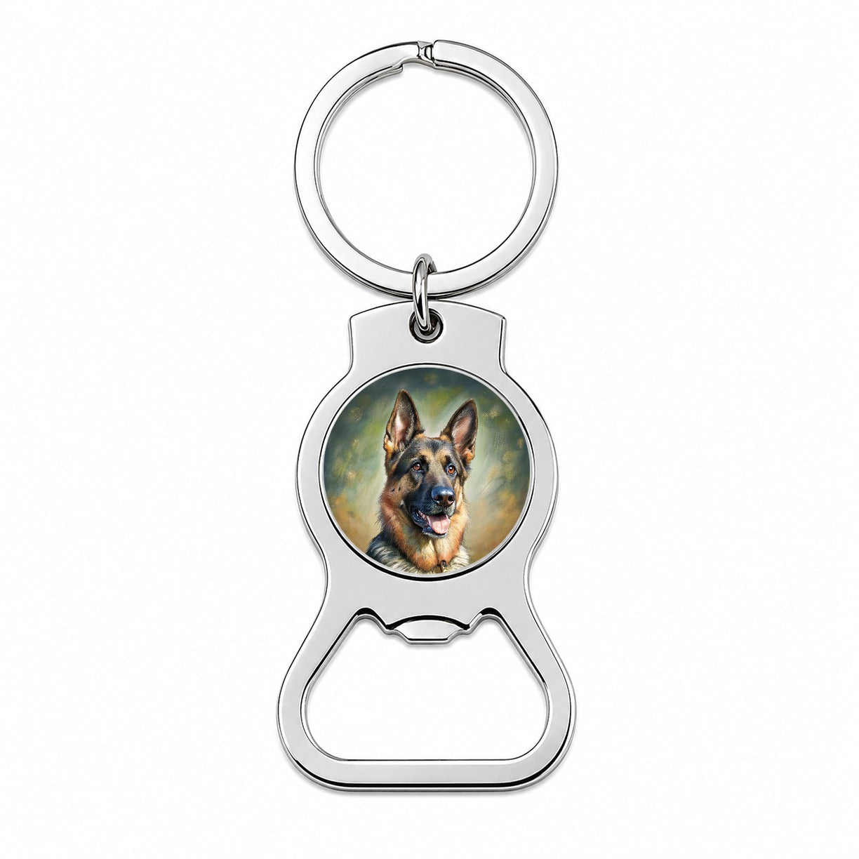 German Shepherd Dog Illustration Bottle Opener Keychain