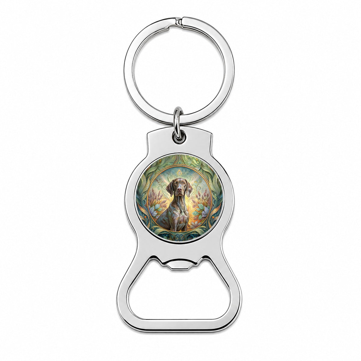 German Shorthaired Pointer Dog Art Nouveau Bottle Opener Keychain