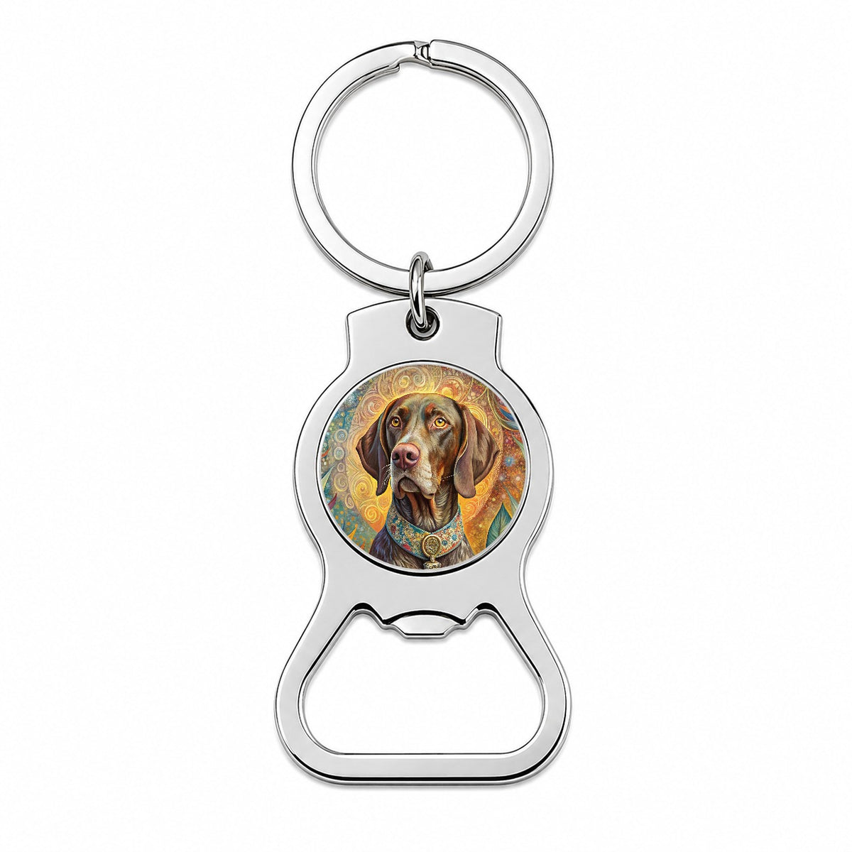 German Shorthaired Pointer Dog Bohemian Art Bottle Opener Keychain