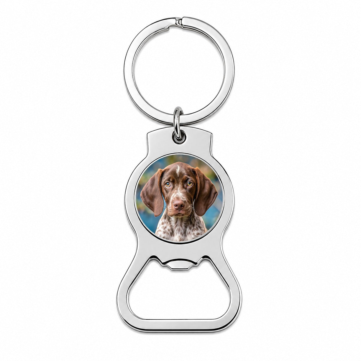 German Shorthaired Pointer Dog Puppy Photo Bottle Opener Keychain