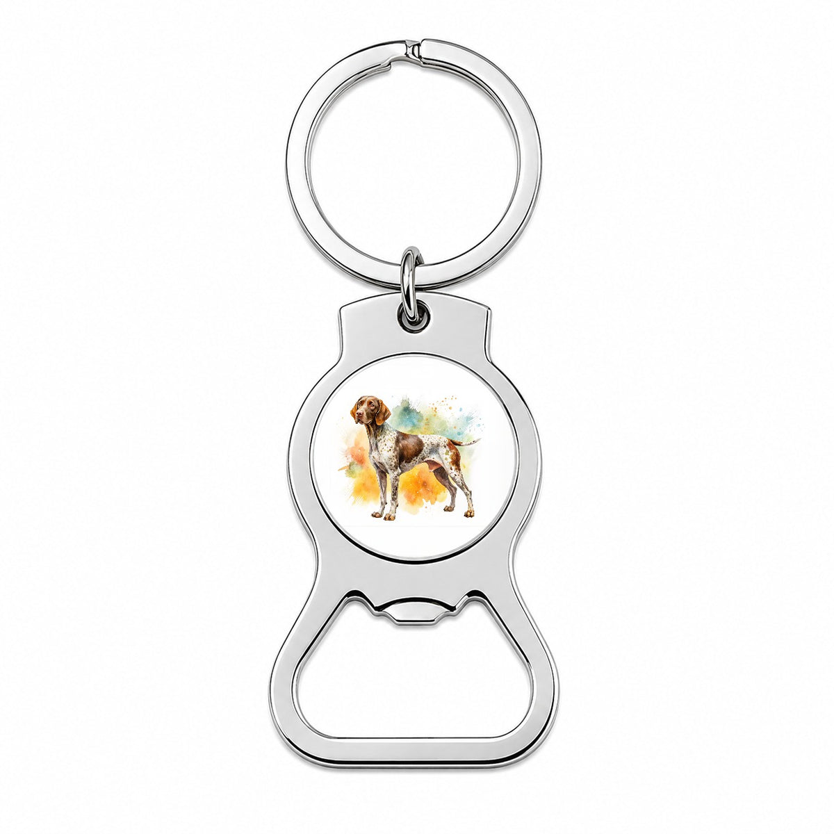 German Shorthaired Pointer Dog Watercolor Style Bottle Opener Keychain
