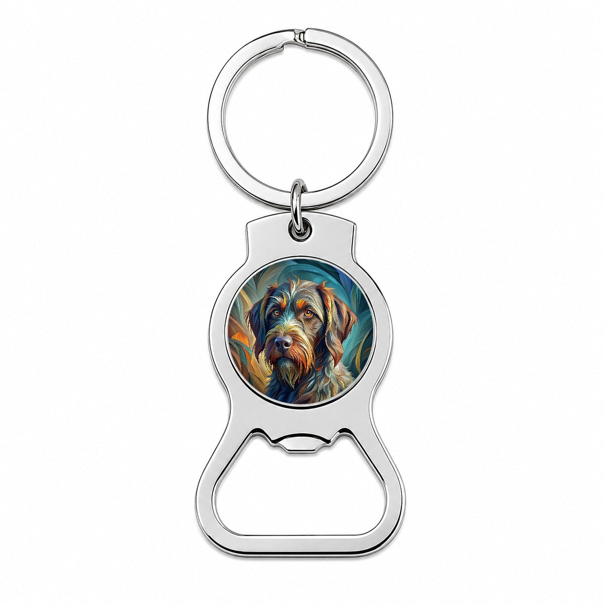 German Wirehaired Pointer Dog Abstract Stylized Art Bottle Opener Keychain