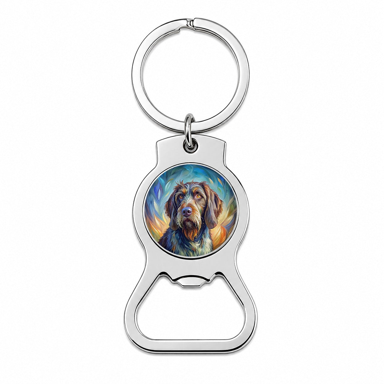German Wirehaired Pointer Dog Expressionism Art Bottle Opener Keychain