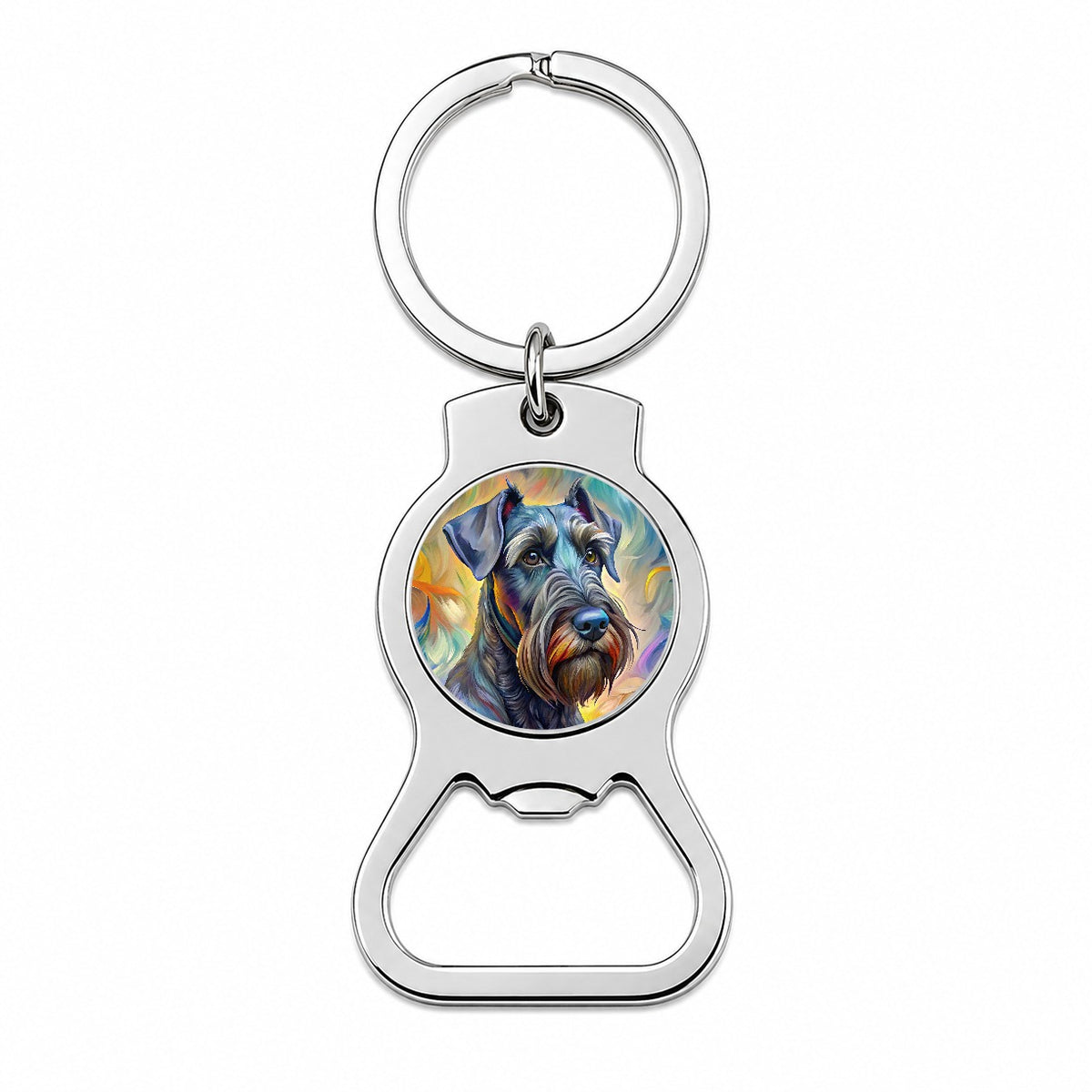 Giant Schnauzer Dog Expressionism Art Bottle Opener Keychain