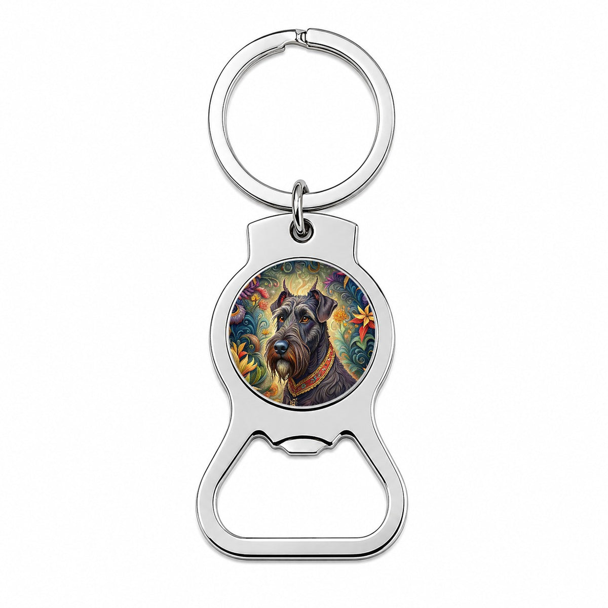 Giant Schnauzer Dog French Bohemian Art Bottle Opener Keychain