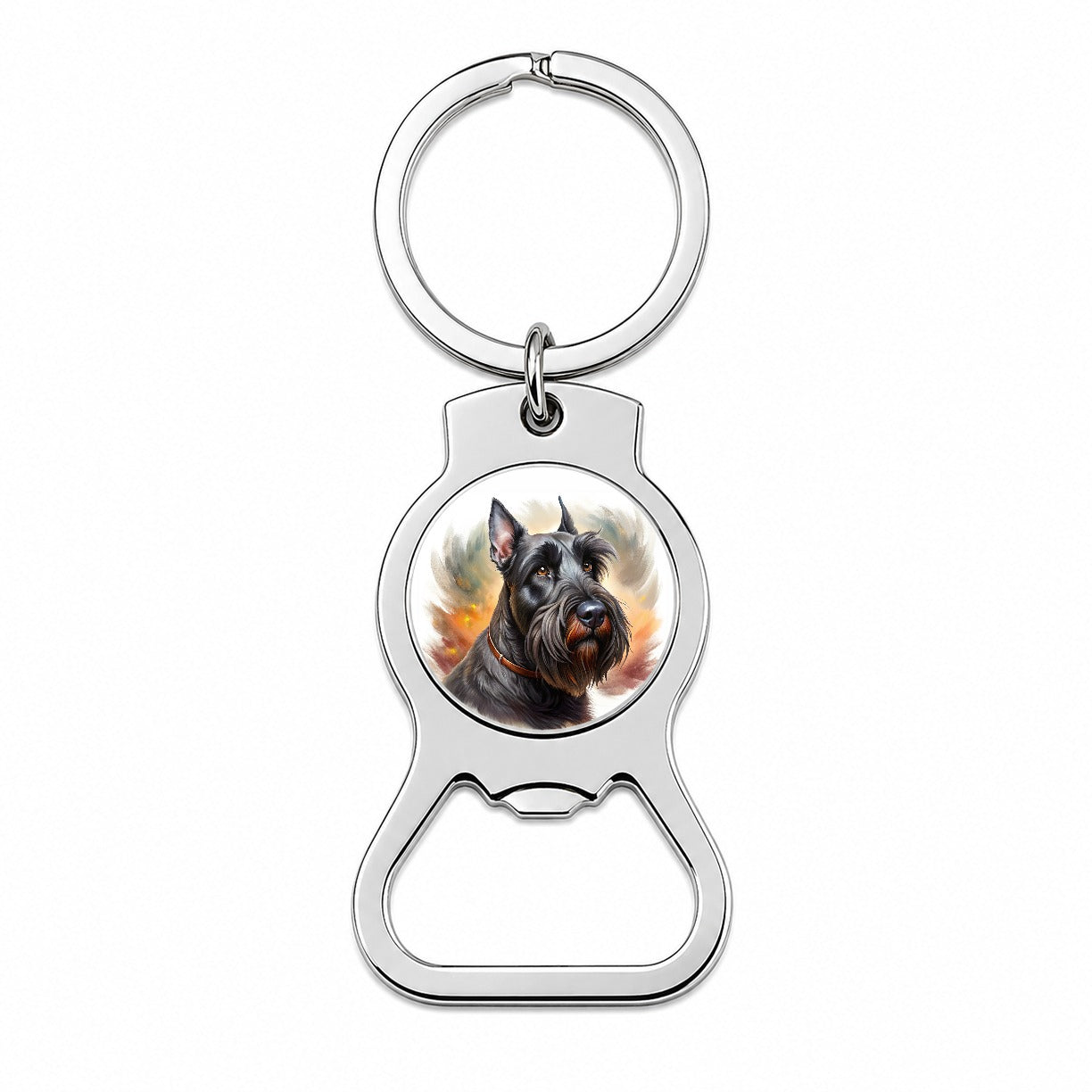 Giant Schnauzer Dog Illustration Bottle Opener Keychain