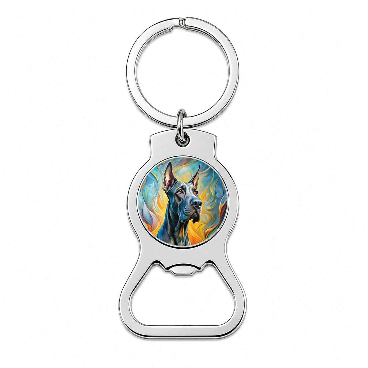 Great Dane Dog Abstract Art Bottle Opener Keychain