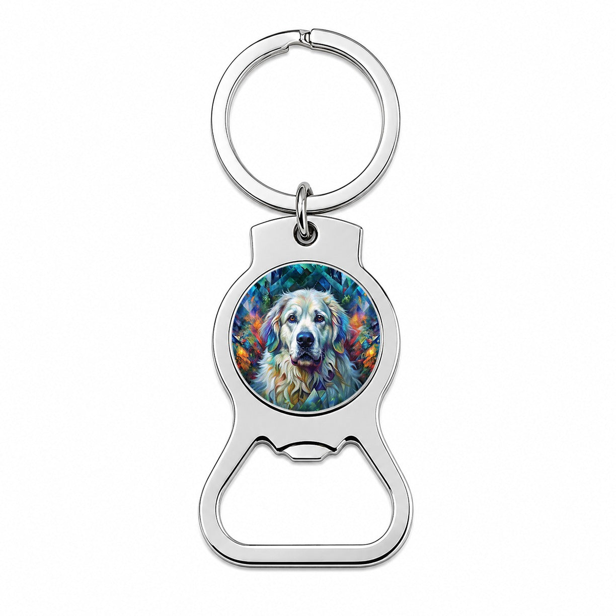 Great Pyrenees Dog Abstract Art Bottle Opener Keychain