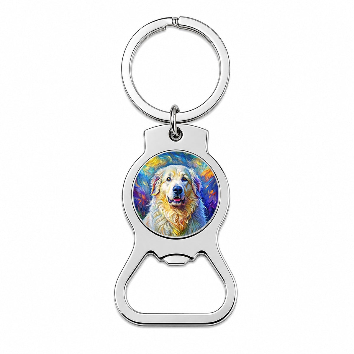 Great Pyrenees Dog Expressionism Art Bottle Opener Keychain