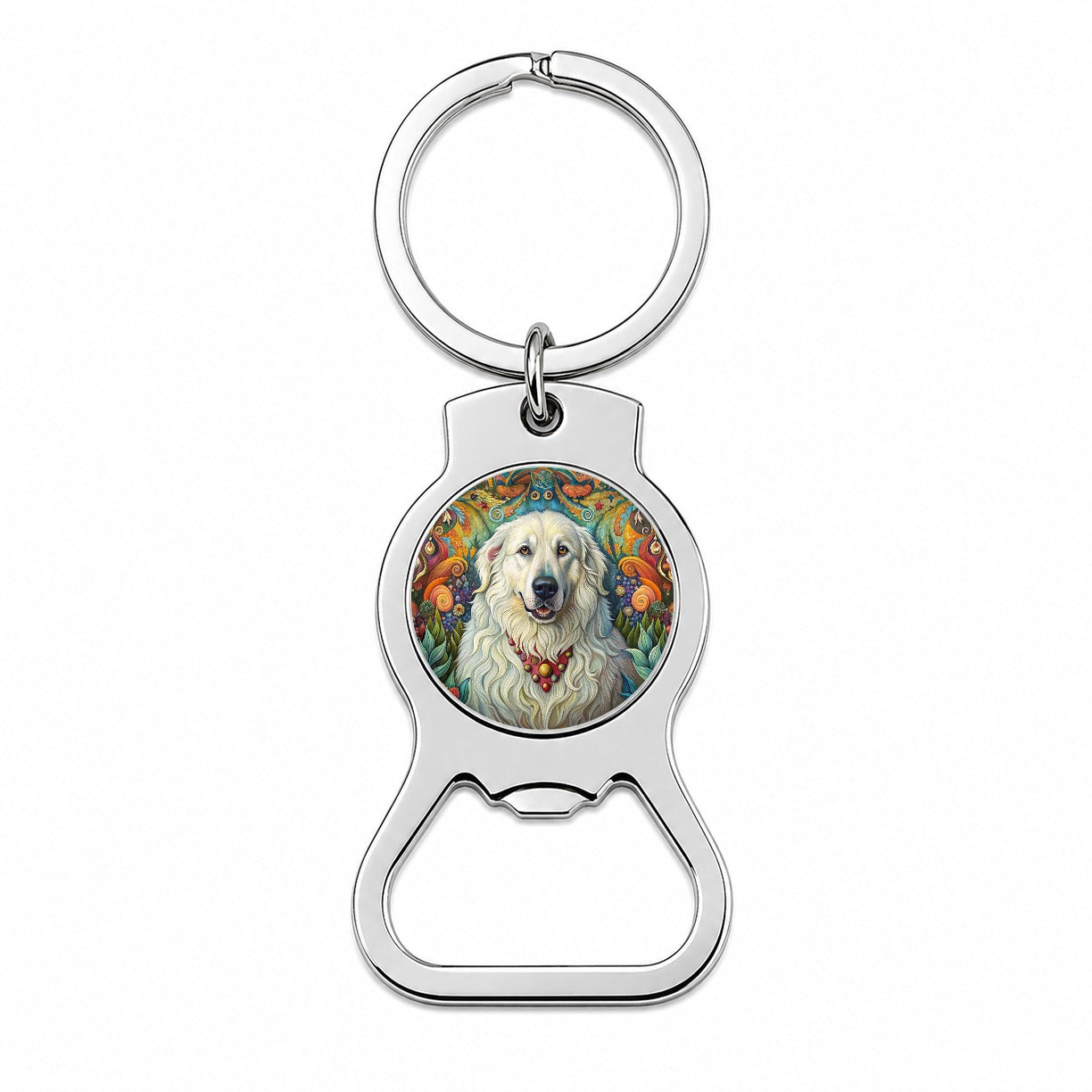 Great Pyrenees Dog French Bohemian Art Bottle Opener Keychain