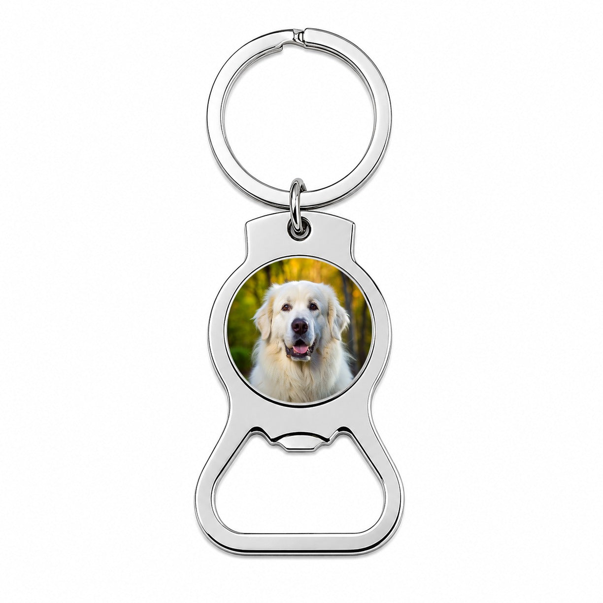 Great Pyrenees Dog Photo Bottle Opener Keychain