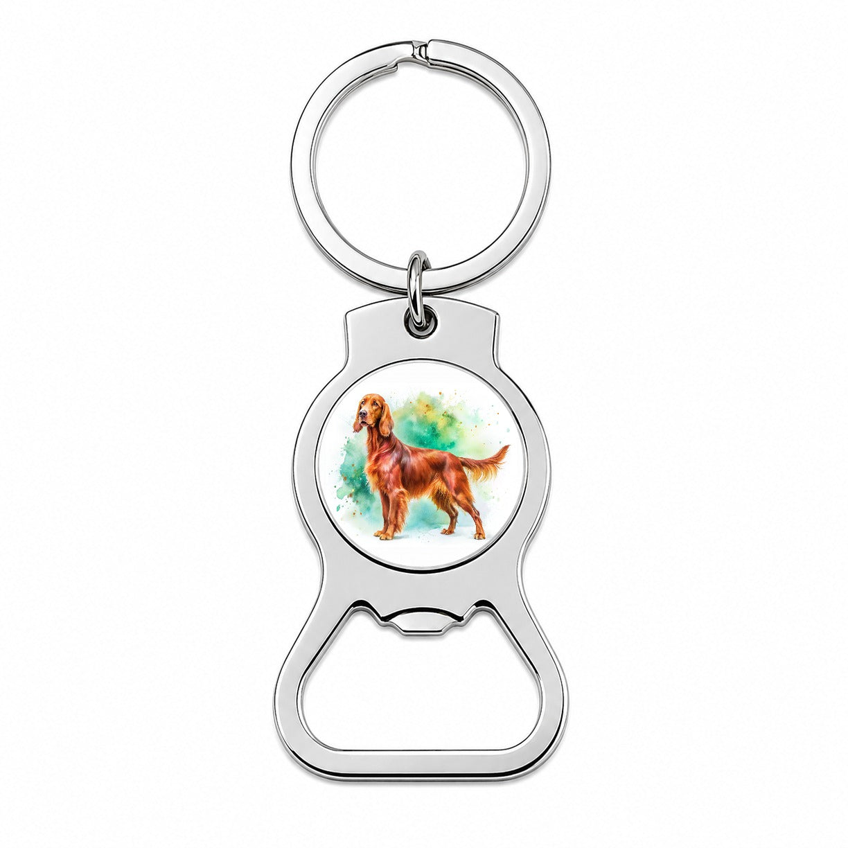 Irish Setter Dog Watercolor Style Bottle Opener Keychain