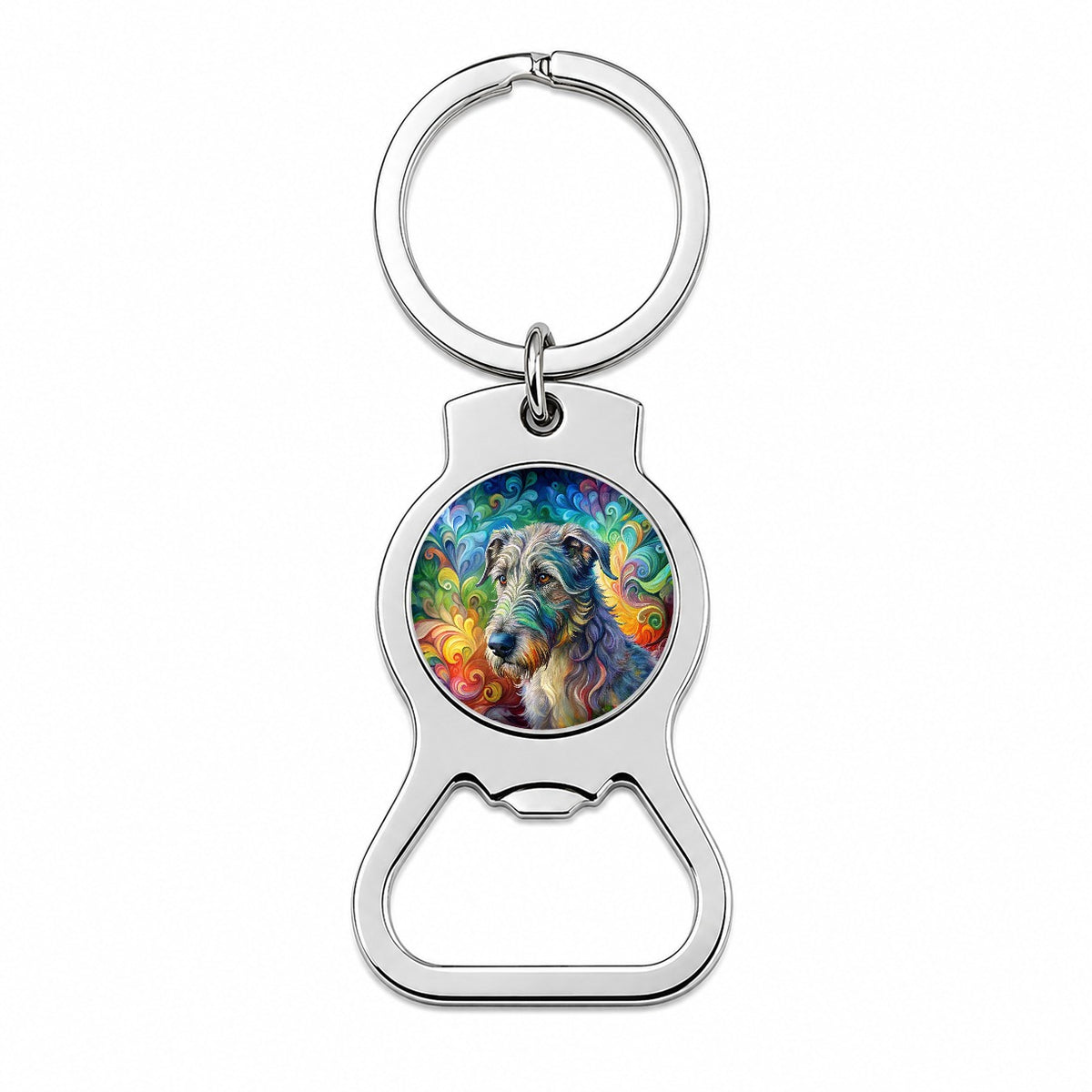 Irish Wolfhound Dog Abstract Art Bottle Opener Keychain