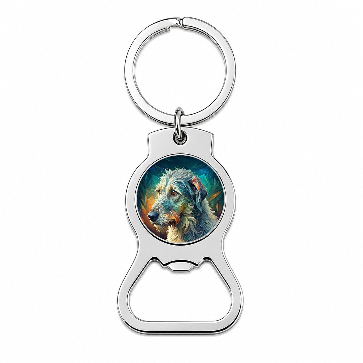 Irish Wolfhound Dog Abstract Stylized Art Bottle Opener Keychain