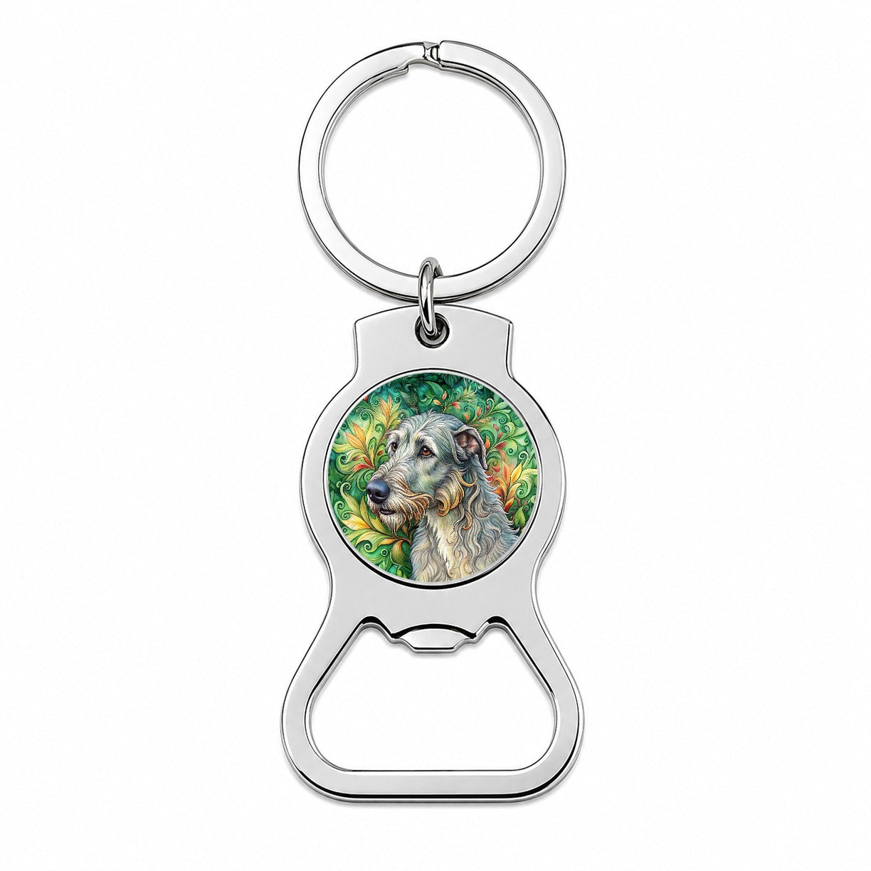 Irish Wolfhound Dog Art Nouveau Bottle Opener Keychain