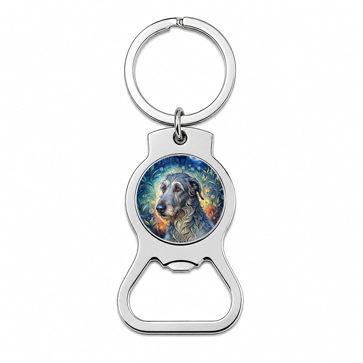 Irish Wolfhound Dog French Bohemian Art Bottle Opener Keychain
