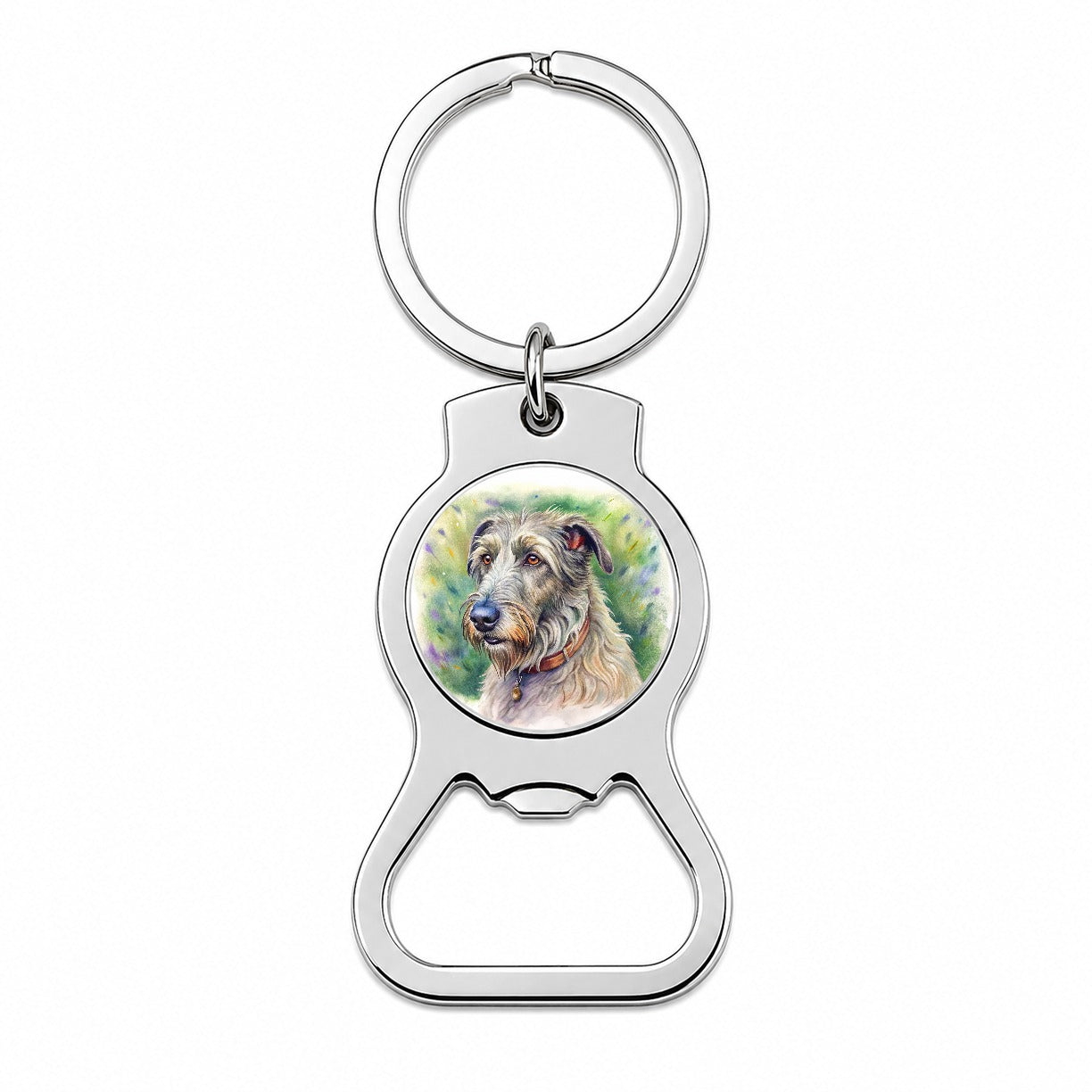 Irish Wolfhound Dog Illustration Bottle Opener Keychain