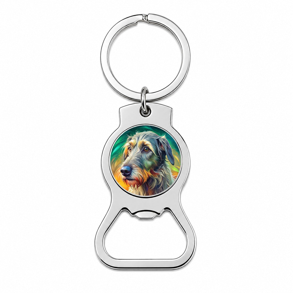 Irish Wolfhound Dog Pop Art Bottle Opener Keychain