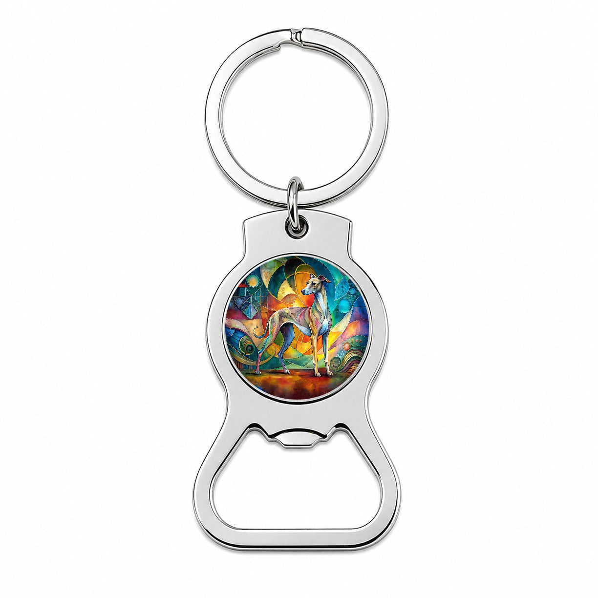Italian Greyhound Dog Abstract Art Bottle Opener Keychain