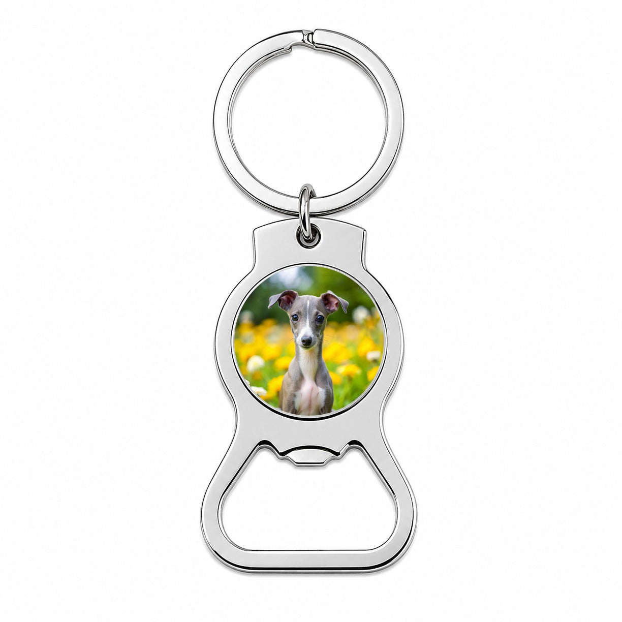 Italian Greyhound Dog Puppy Photo Bottle Opener Keychain