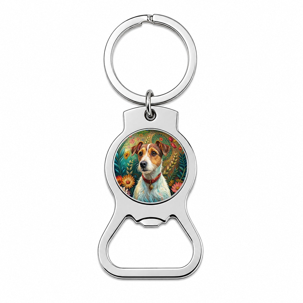 Jack Russell Terrier Dog French Bohemian Art Bottle Opener Keychain