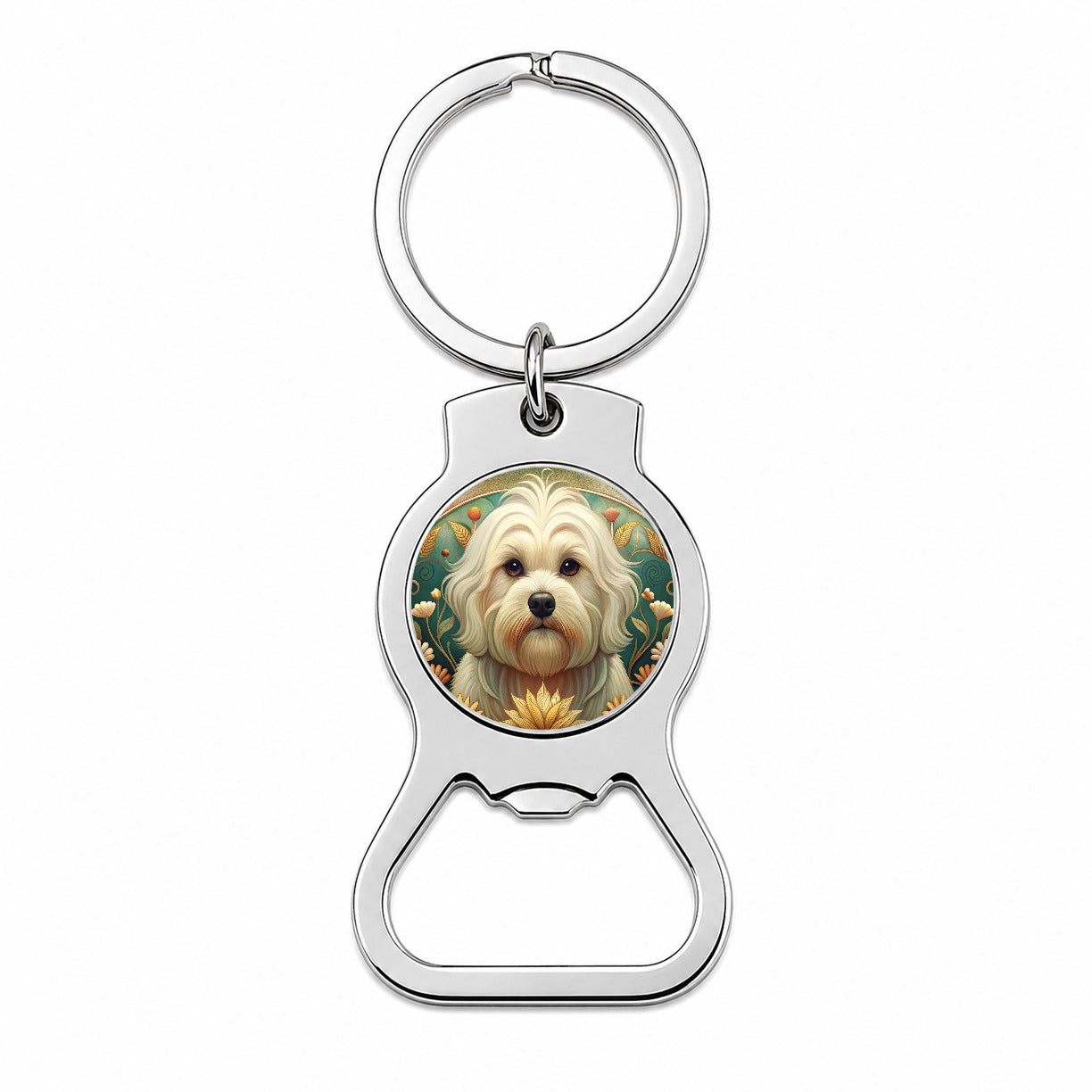 Maltese Dog Art Nouveau Bottle Opener Keychain