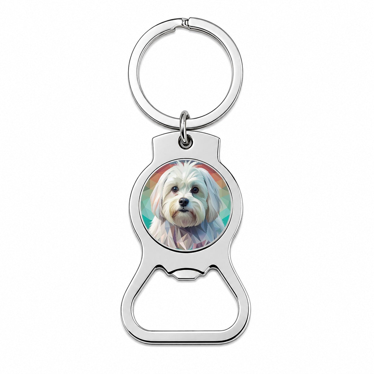 Maltese Dog Contemporary Art Bottle Opener Keychain