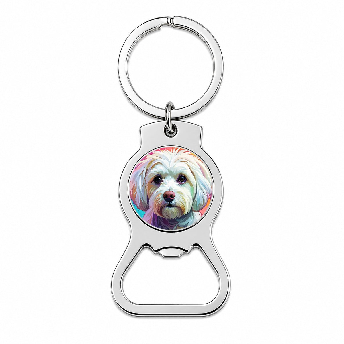 Maltese Dog Pop Art Bottle Opener Keychain