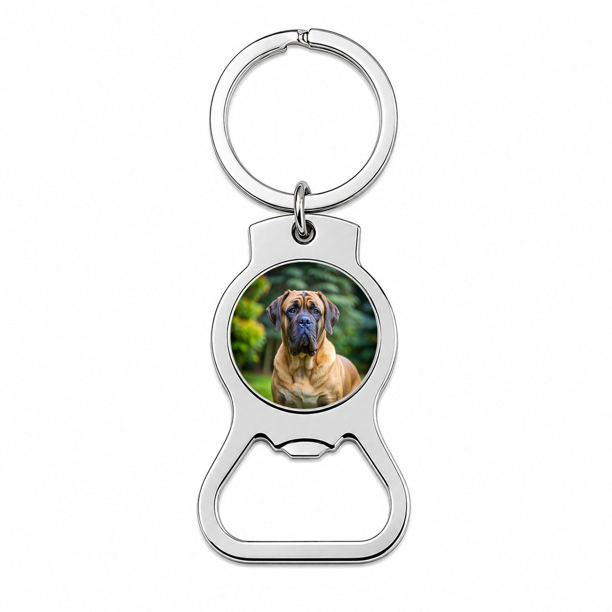 Mastiff Dog Photo Bottle Opener Keychain