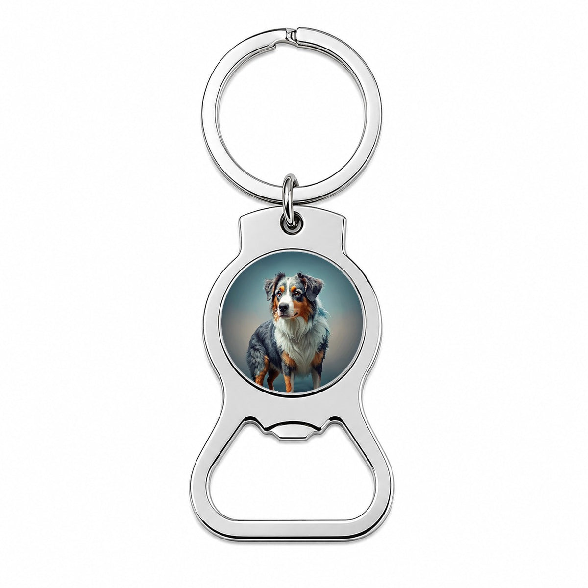Miniature American Shepherd Dog Contemporary Art Bottle Opener Keychain