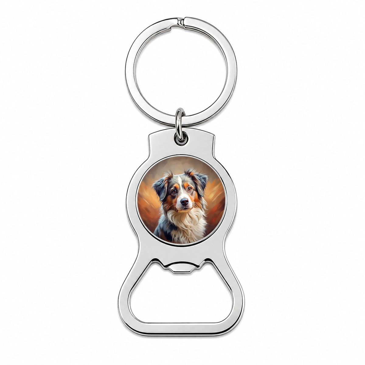 Miniature American Shepherd Dog Expressionism Art Bottle Opener Keychain