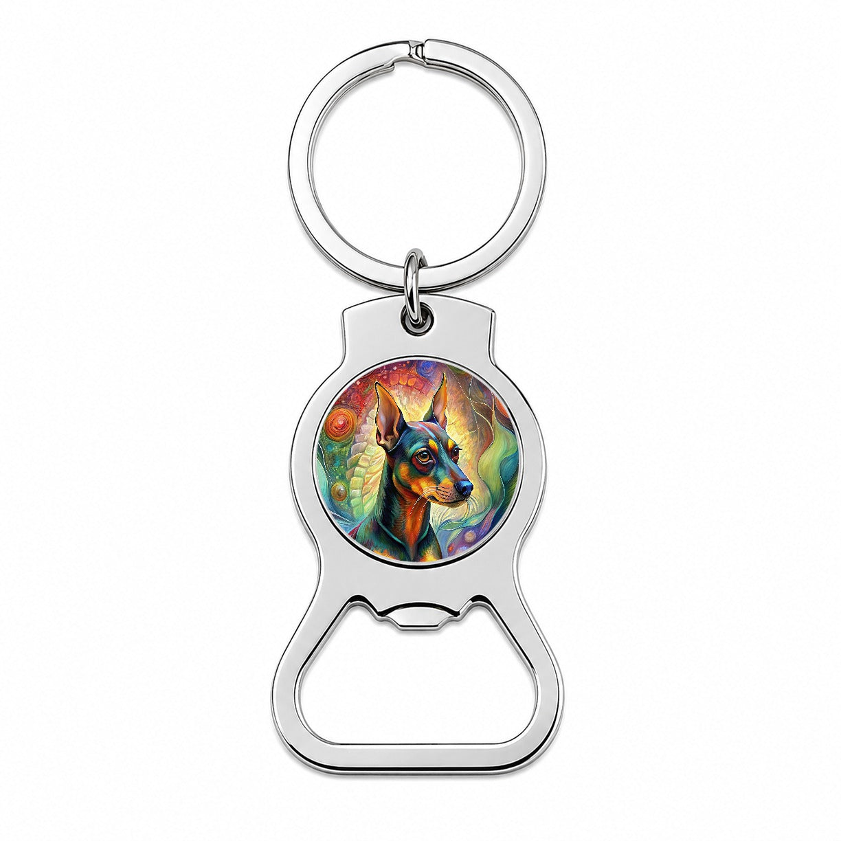 Miniature Pinscher Dog Abstract Art Bottle Opener Keychain